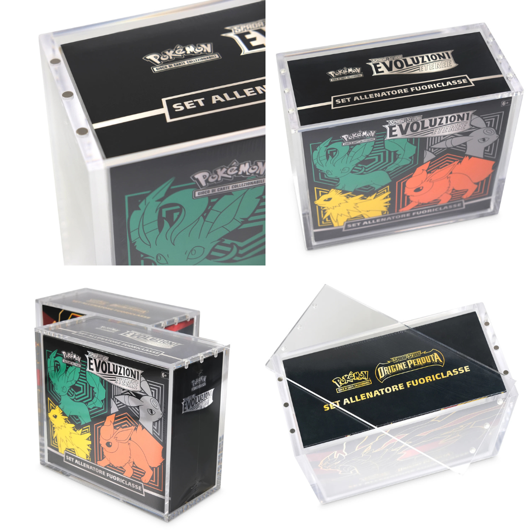 Case in Plexiglass Magnetico Trasparente Teca per Set Allenatore Fuoriclasse Pokemon